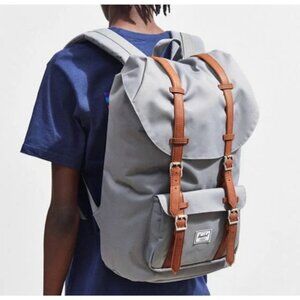 Herschel Supply Co Little America Backpack Grey Brown Leather 25L 15" Laptop